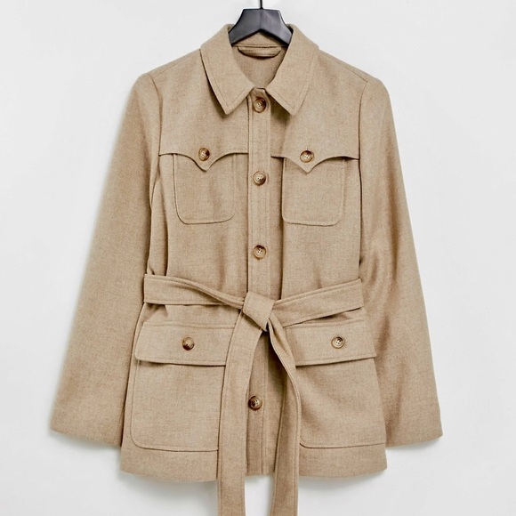 & Other Stories Wool Pocket Detail Belted Jacket